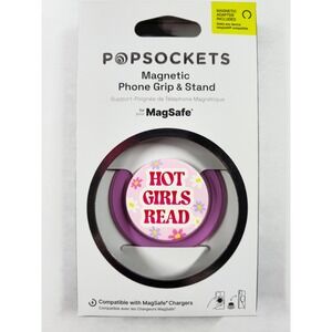PopSockets Hot Girls Read Magnetic Pink Floral Phone Grip‎ NWT
